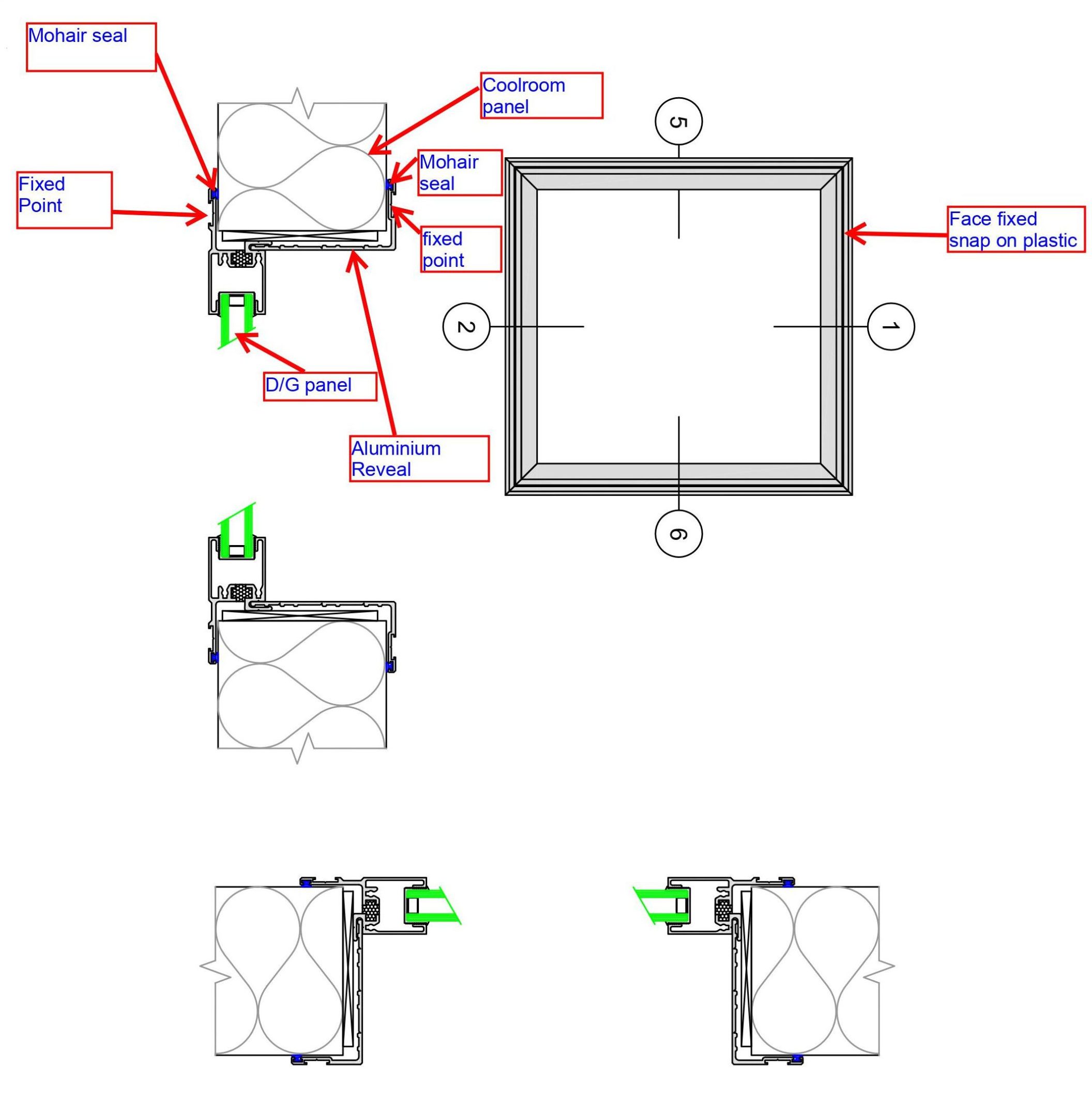 TIGP - Fixed Window elevation view- Typical Details